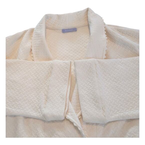p. jamas Coat Jacket Quilted Womens Large Ivory Pima Cotton Lounge Wear Pockets - Picture 3 of 8